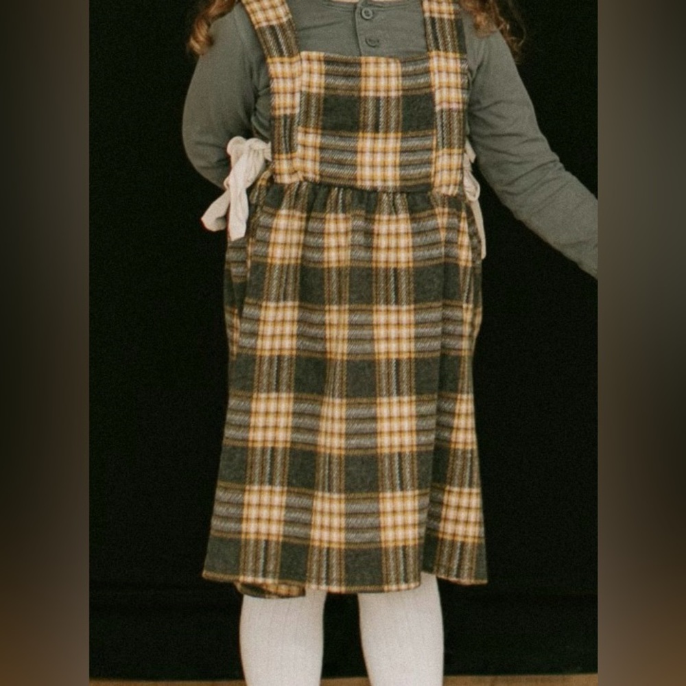 Zara Kids Plaid Pinafore Dress in Yellow and Gray Size 4-5 Years